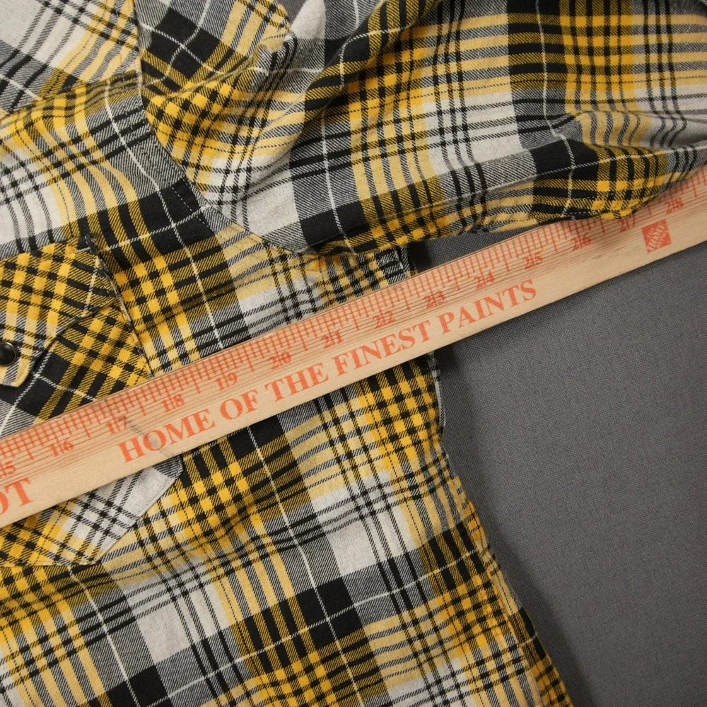 Levi's Plaid Snap Front Western Flannel Cowboy Men Shirt L Black Yellow Skate